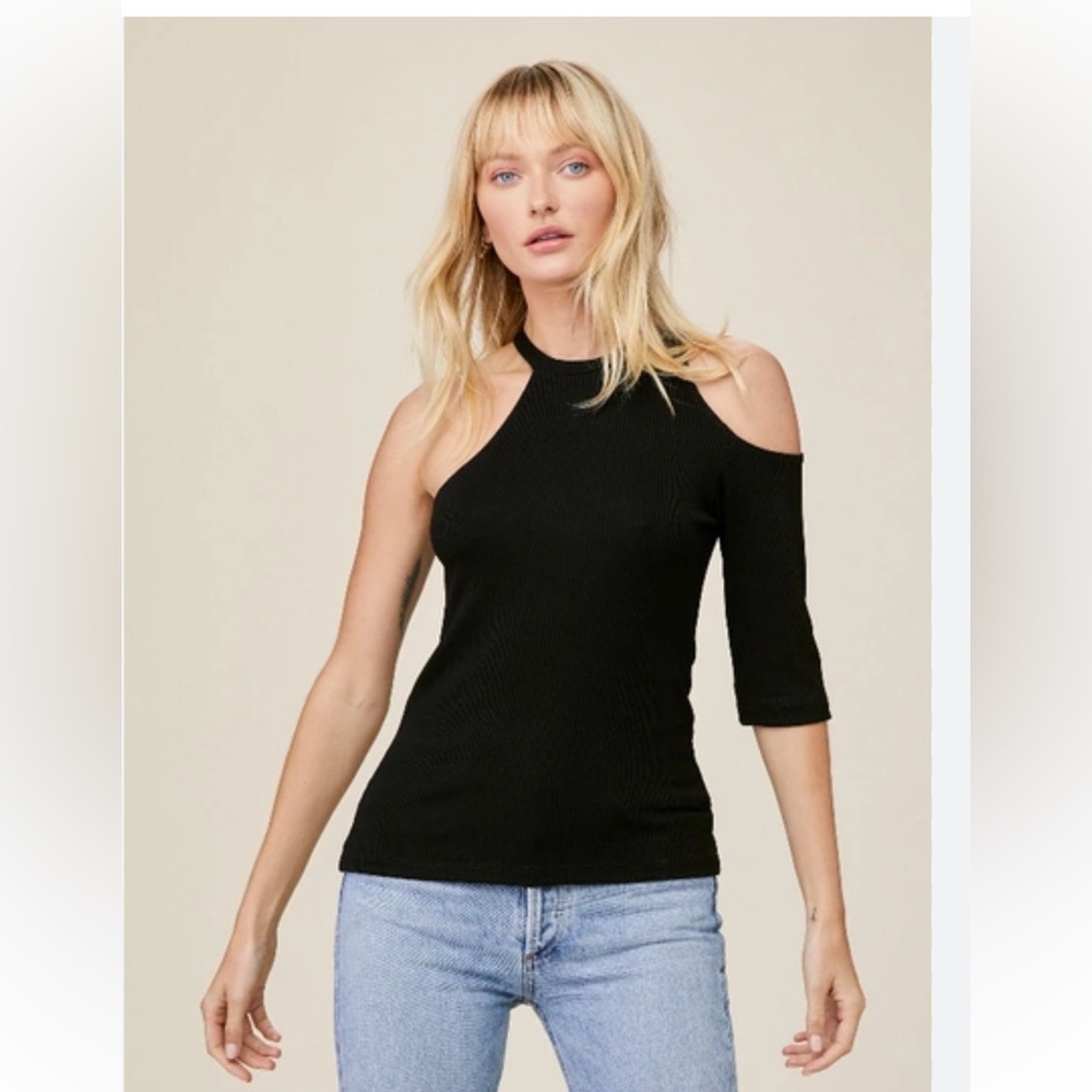 LNA Sophie Ribbed Top in Black